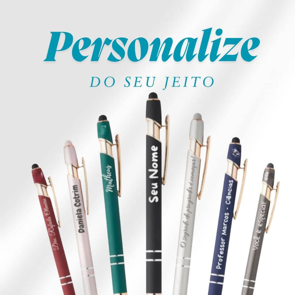 Kit 5/10 Canetas Personalizadas Metal Touch Gravação a Laser Logo Empresa Nome Frase Profissão