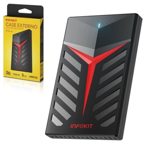 Case Gamer Externo HD 2.5 SSD USB 3.0 Led SATA III - ECASE-350 - INFOKIT
