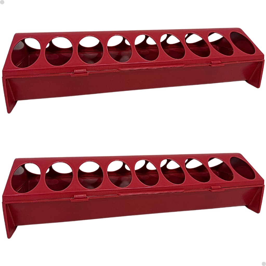Kit 2 Comedouro Calha Para Aves Codornas Pintinhos Galinhas 18 Furos