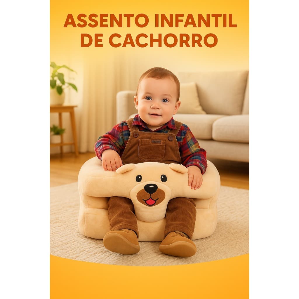 Almofada Assento Dog Para Bebe Cadeirinha Sofazinho Poltrona Anti-quedas Multi-uso
