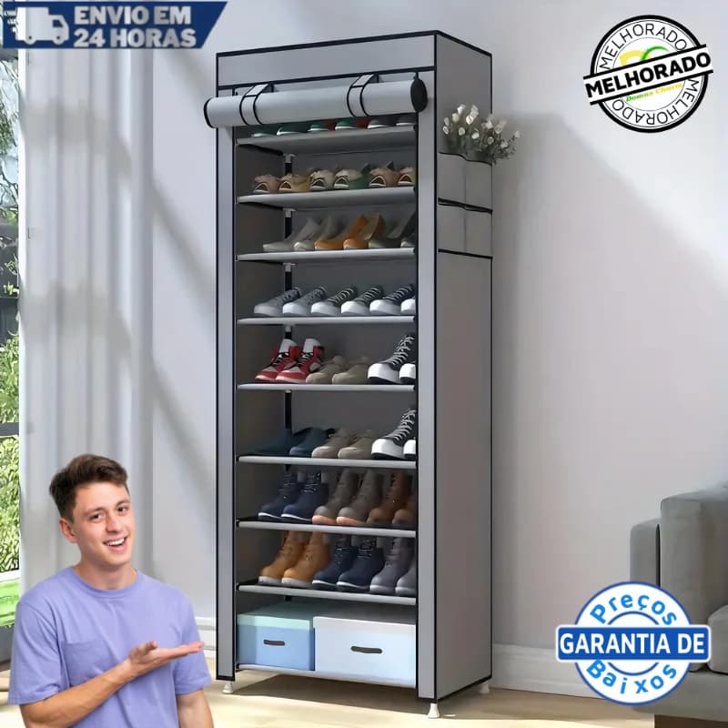 Sapateira com 9 Prateleiras para Organizar Sapatos Calçados Chinelos Roupas Objetos 24 Pares