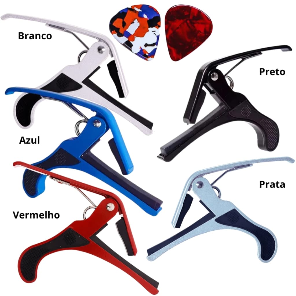 Capotraste Pestana Braçadeira Violão Guitarra Ukulele + 2 Palhetas VL