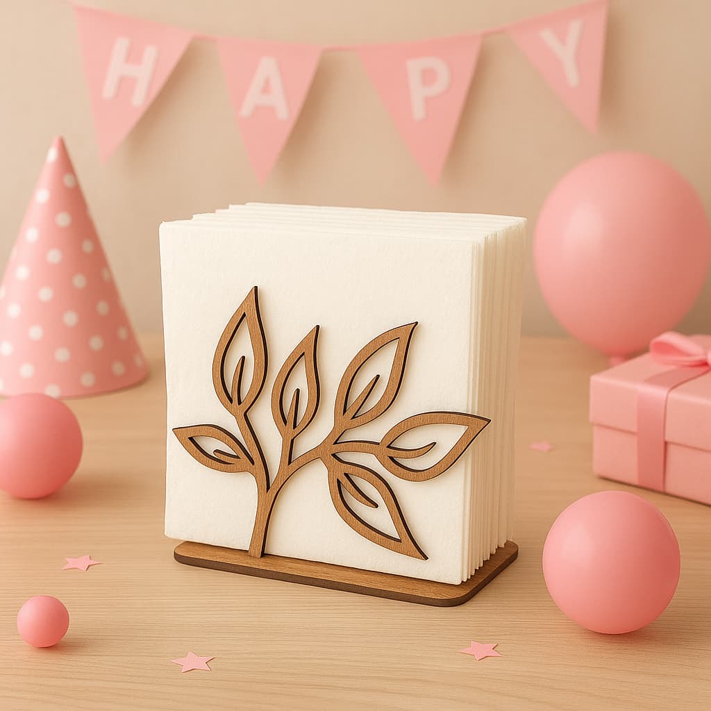 Kit Porta Guardanapo Floral para Decoração de Mesa Festa Casamento em Madeira MDF