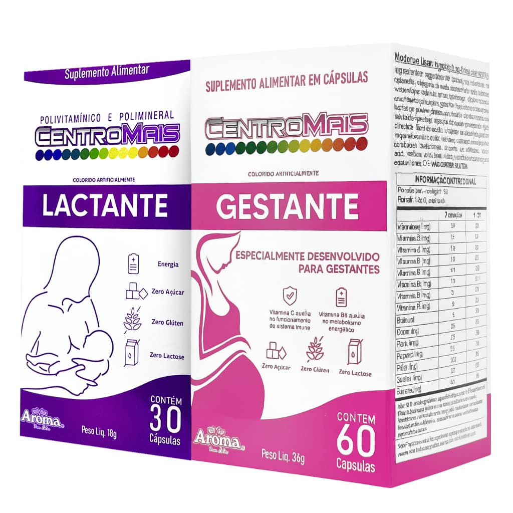 Suplemento Gestante + Lactante Gestação e Amamentação Melhora Imunidade Mãe e Bebê 90 Cápsulas