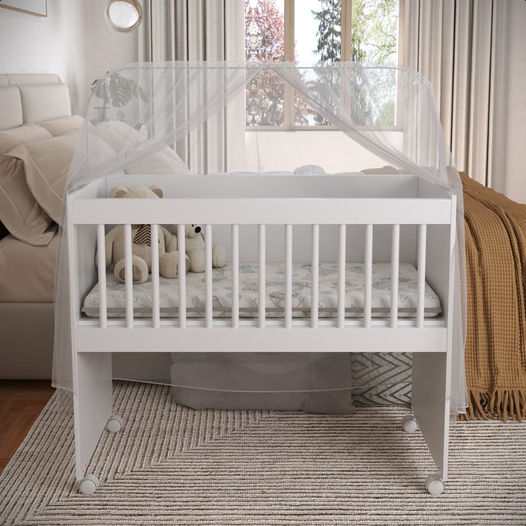 Berço 5 em 1 com Colchão Moisés Portátil Bebê Chiqueirinho Infantil Regulável Seguro Com Rodízios