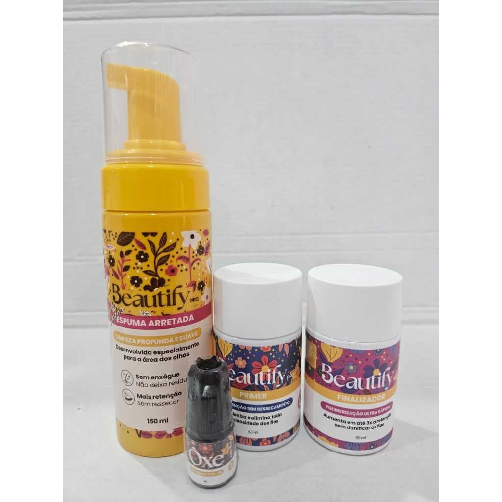 KIT ÔXE ESPUMA + FINALIZADOR + PRIMER + COLA