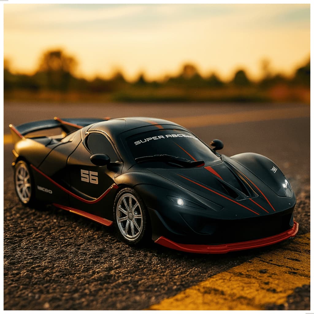 Carrinho de Controle Remoto Recarregável Super Carro Modelo Esportivo Corrida Ferrari Lambo Bugatti Farol Luz