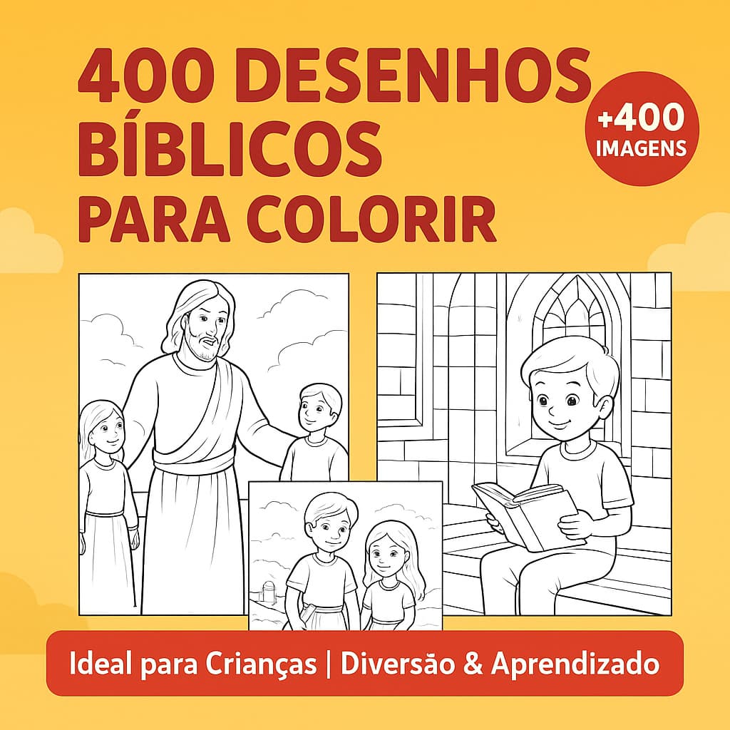 Desenhos 100/200/300/400/500 Bíblicos Cristão Colorir Religiosas Educativa Infantil Escola Dominical
