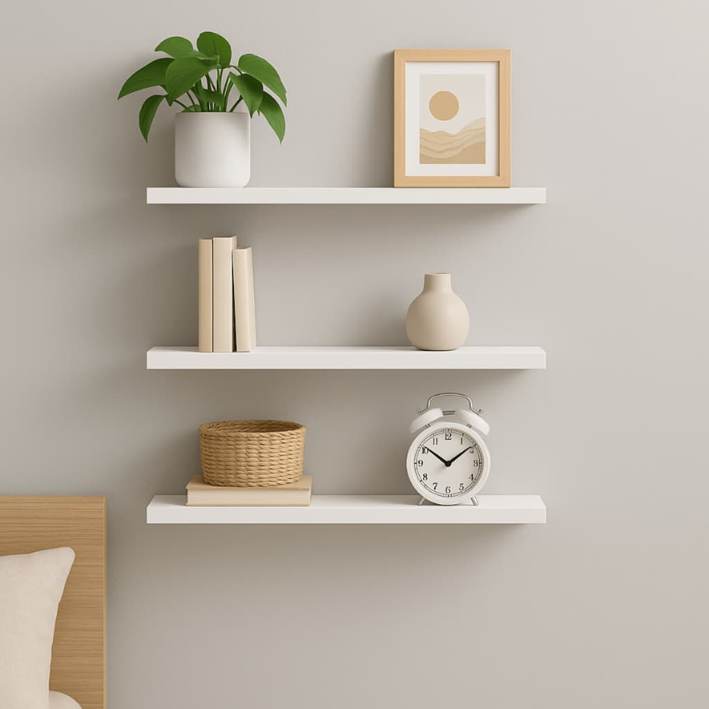 Kit 3 Prateleiras 30cm MDF Luxo Nichos Sala Cozinha Quarto Banheiro Com Kit De Instalação