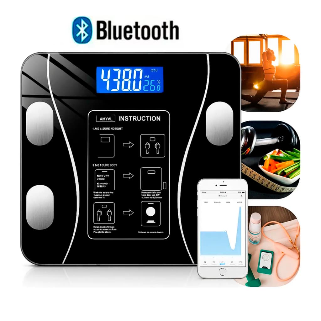 Balança Digital Corporal Biopedância Bluetooth App Online Esporte Atleta até 140kg IMC Metabolismo