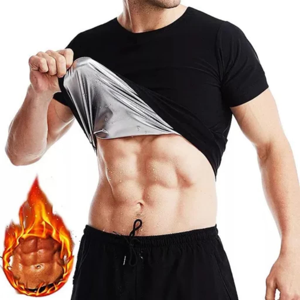 Camisa Masculina Com Efeito Sauna Termica Elimina Gordura e Barriga Compressão Modelagem Corporal Corrige Postura