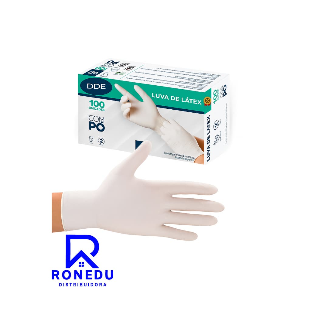 Kit 1 e 2 Caixas Luvas de Látex Inoven Branca com Pó Descartável Caixa com 100 Unidades
