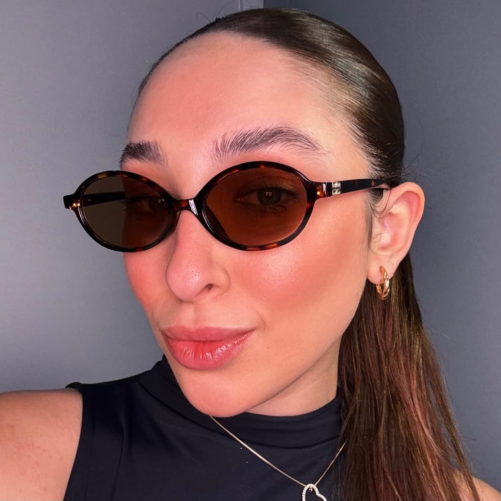 Óculos de Sol Vintage Leopardo Miu Feminino Com Case Aro Oval Luxo Moda Proteção UV400