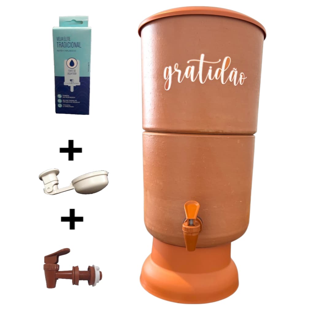 FILTRO DE BARRO 08 LITROS TOTAL - GRATIDÃO - LINHA COLOR -  01 FILTRO POR PEDIDO