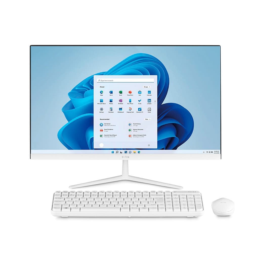 All in One Ultra, com W11 Home, Intel Celeron 4GB 120GB SSD, Tela 23,8FHD + Microsoft 365 P+ 1TB na Nuvem Branco - UB830