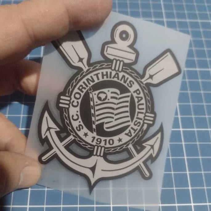 Corinthians Cinza e Preto Adesivo Têxtil Termocolante Fácil Aplicação