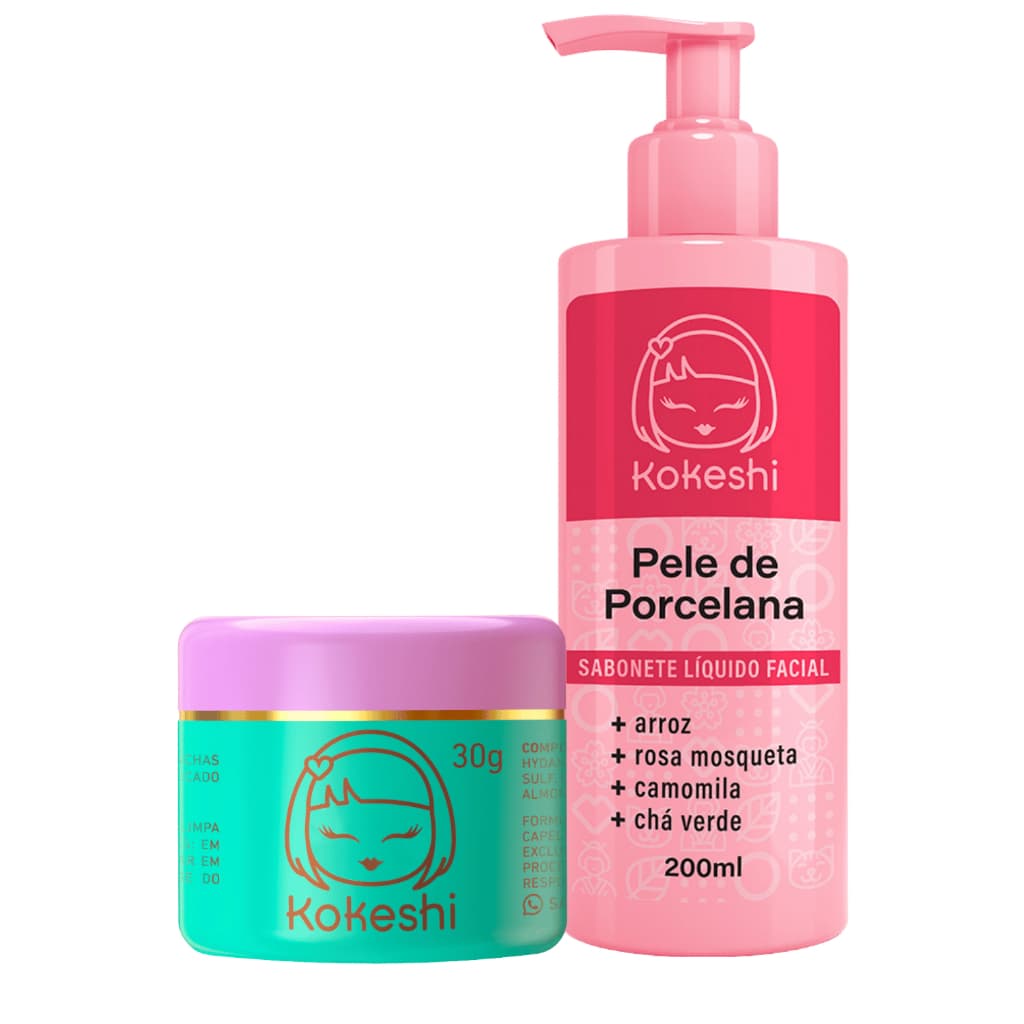 Kit Sabonete e Creme Hidratante Facial Pele de Porcelana Kokeshi o Milagre do Arroz