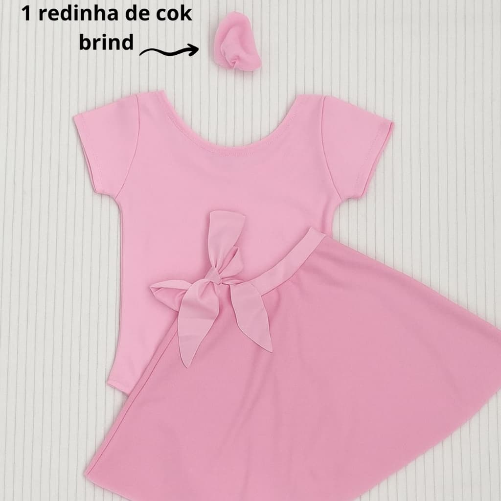 uniforme ballet rosa, preto , branco 3 itens collant manga curta  +  saia