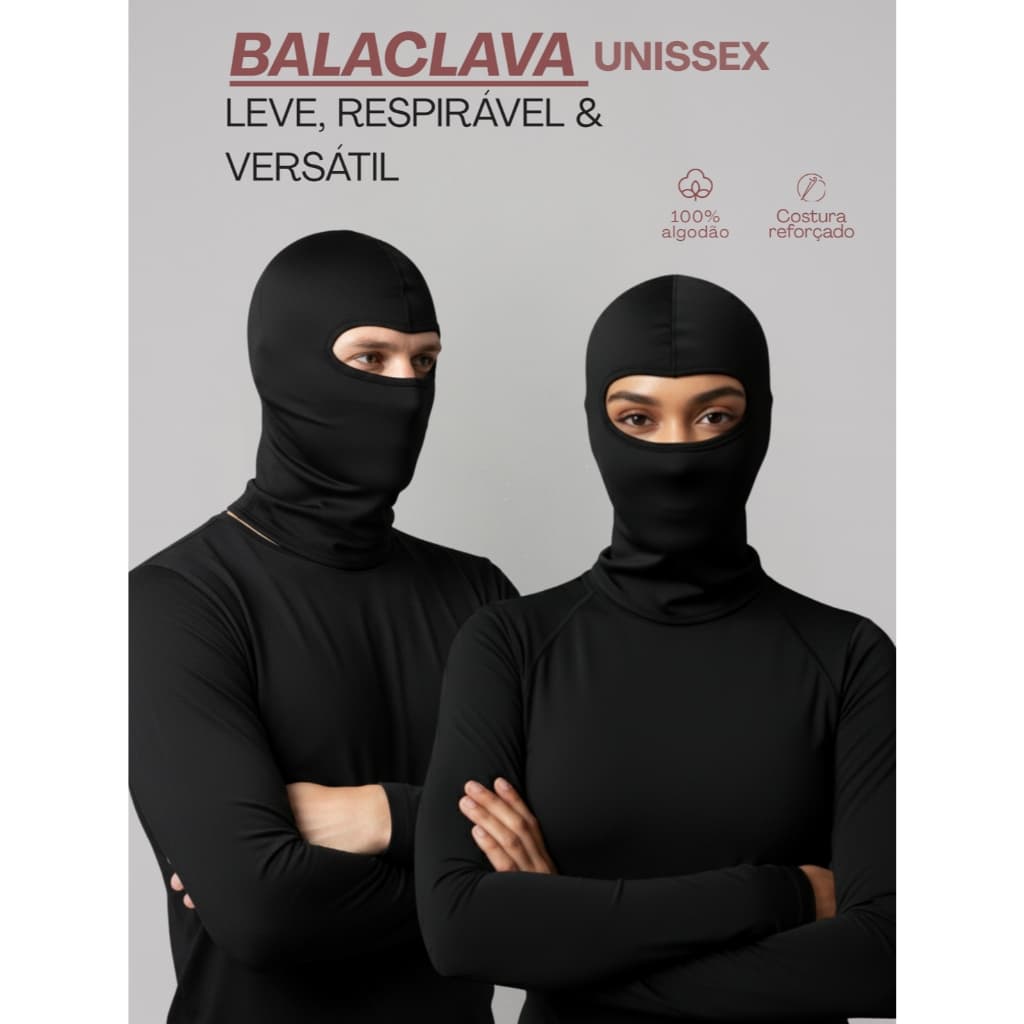 Máscara Ninja Balaclava Touca Motociclista Proteção Solar UV 50 Inverno e Esportes