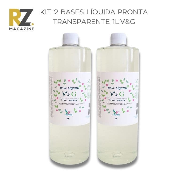 Kit 2 Bases Sabonete Líquido Pronta Hipoalergênica Transparente p/ Sabonete e Shampoo - V&G - 1Litro