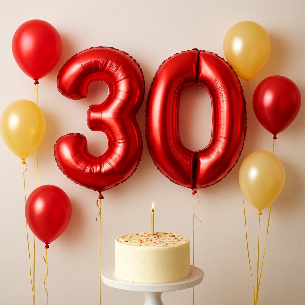 Kit com 2 balões VERMELHO de Numero 80cm / 32" Polegadas metalizados