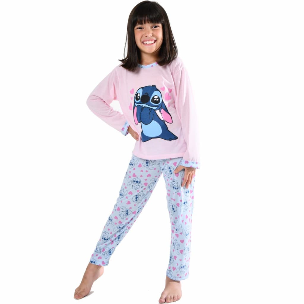 Pijama Infantil Inverno Menina Manga Longa e Calça Malha Personagens