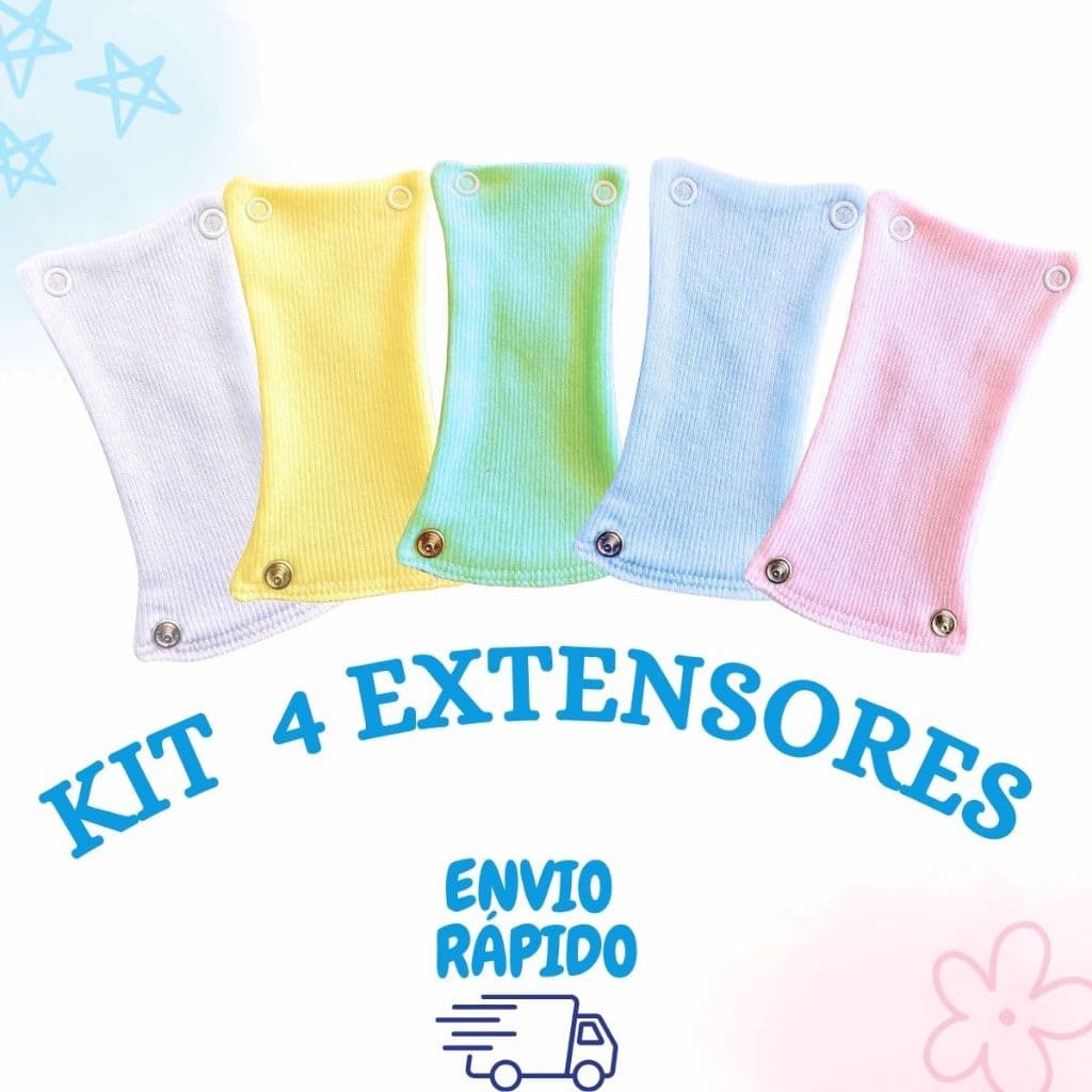 Kit 4 Extensor Ou Alongador De Body Bebê 2 Botões Menino Menina Tecido Algodão