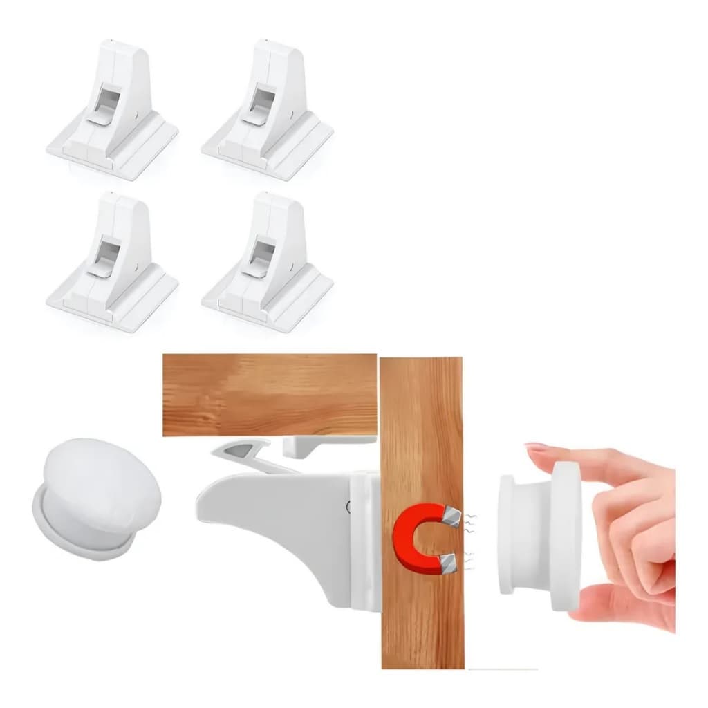 Kit 4 Trava Gaveta Magnética Armário Segurança Crianças
