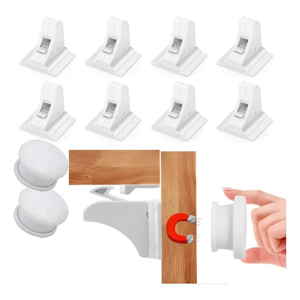 Kit 8 Trava Gaveta Magnética Armário Segurança Crianças