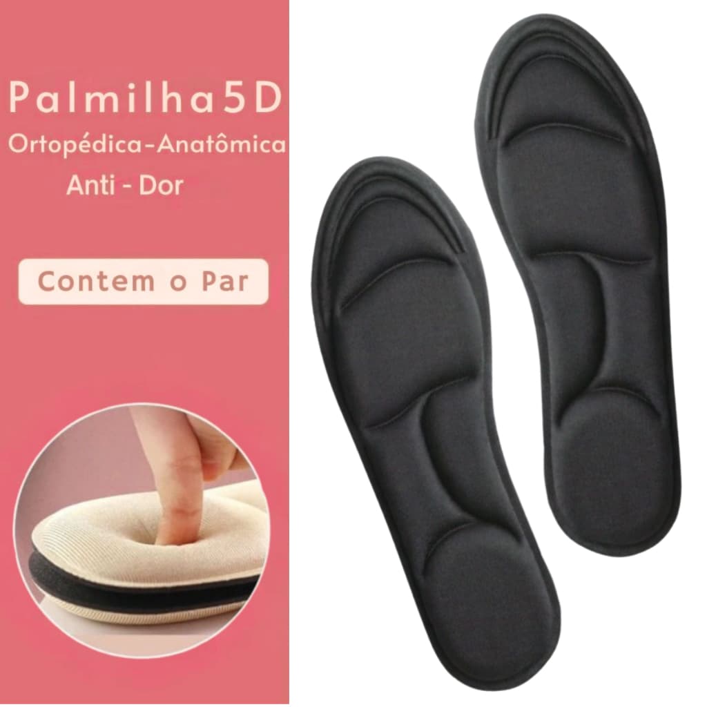 Palmilha Ortopédica 5D Dores nos Pês Tecido Antiderrapante