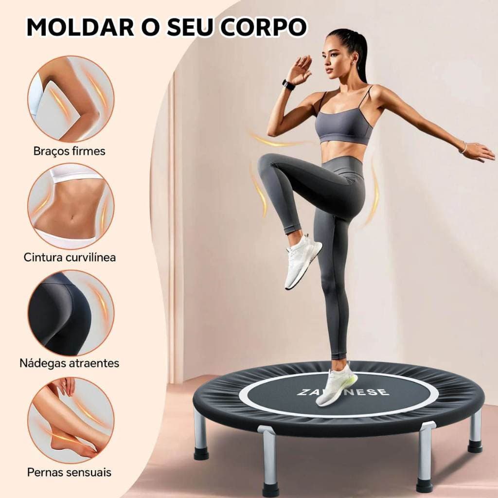 Cama Elástica com Aro de Reforço Suporta 200kg Jump Trampolim Mini Cama Elástica Fitness 1 metro