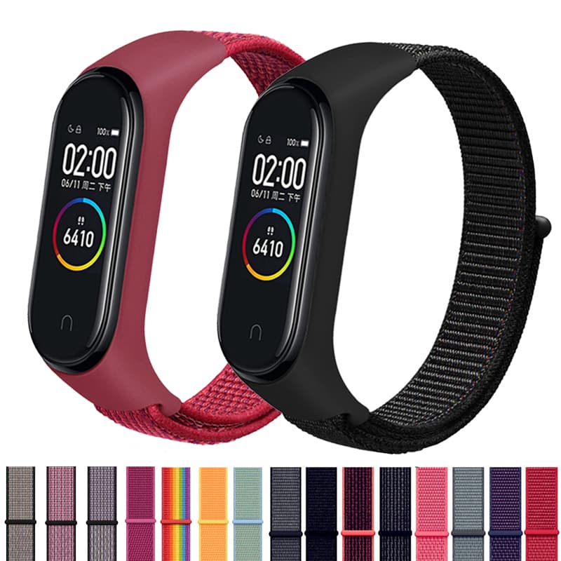 Pulseira De Nylon Para Mi Band 5 & 6 Fecho Em Velcro