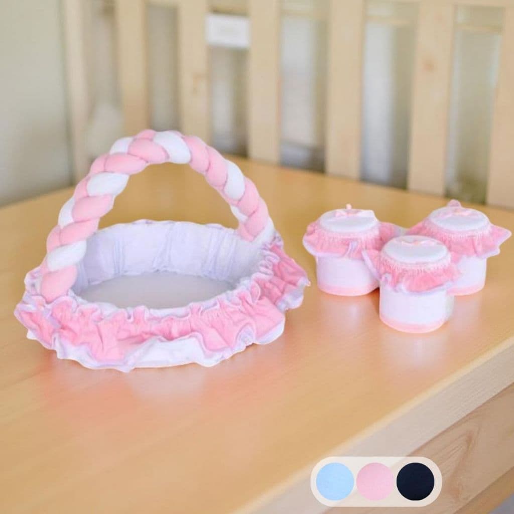 Kit Acessórios para Bebê Cesta + Jogo de Potes Menino Menina Trança Sensação 04 Peças