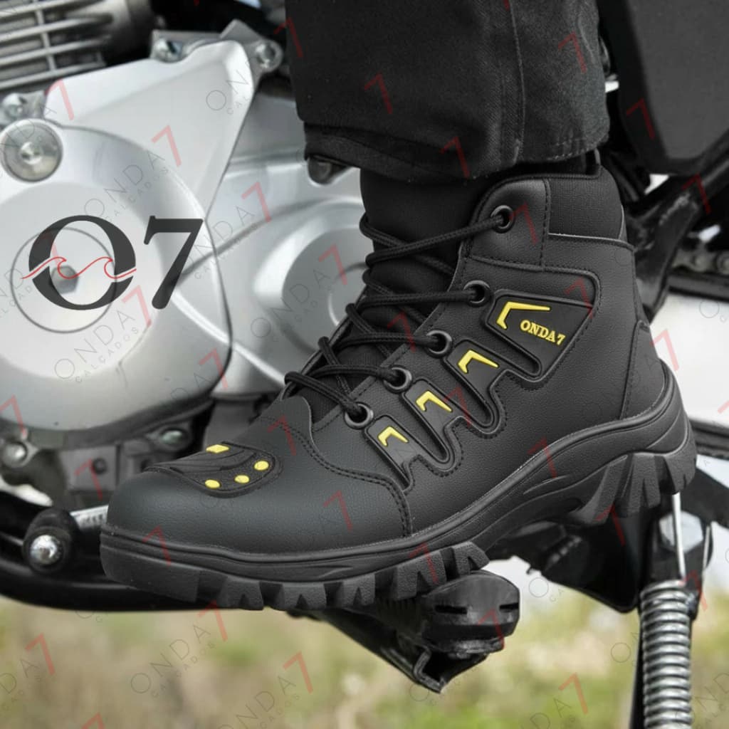 Bota Coturno Motoqueiro Masculino Motociclista Cano Médio Motoboy Tático Com Palmilha PU