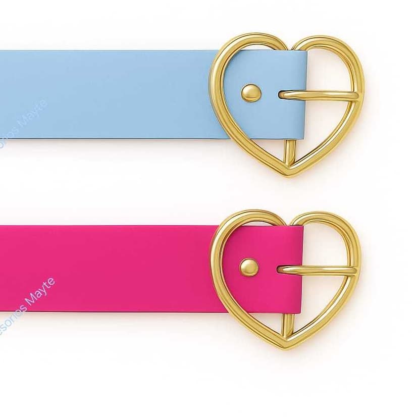 kit 2 Cintos Infantil Menina Fivela de Coração Dourado