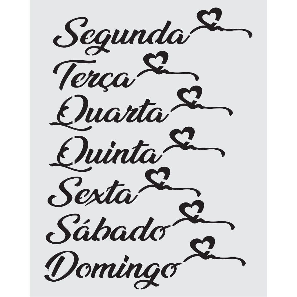 CUT0084 - Stencil Pintura 20X25cm Calendário Semaninha Coração Mylar 190 Micras