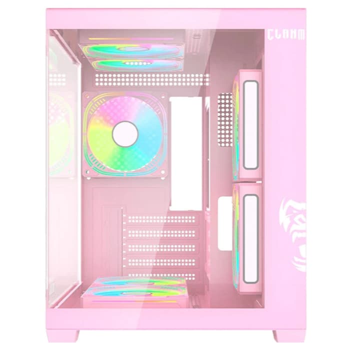 Gabinete Gamer Clanm Grodd Candy Vidro Temperado Rgb Micro Atx / Itx Rosa