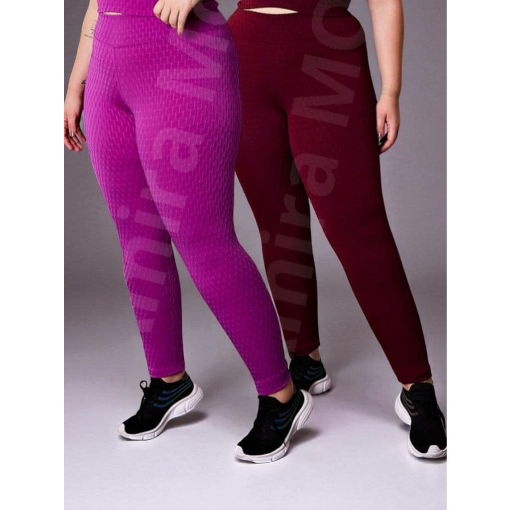 Kit 2 Calça Legging Bolha Plus Size Disfarça Celulite