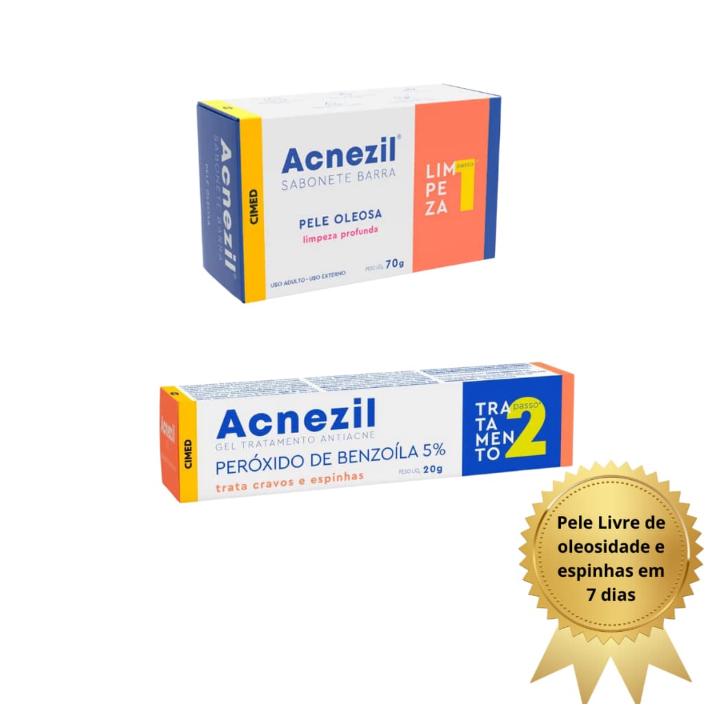 Acnezil: Sabonete para Pele Oleosa + Peróxido de Benzoíla SELECIONE A VARIAÇAO CORRETA