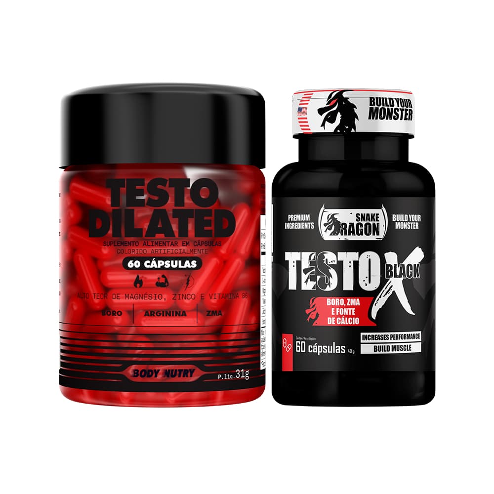 Kit Testodrol - Testo Dilated 60 Cápsulas + Testo X Black 60 Cápsulas