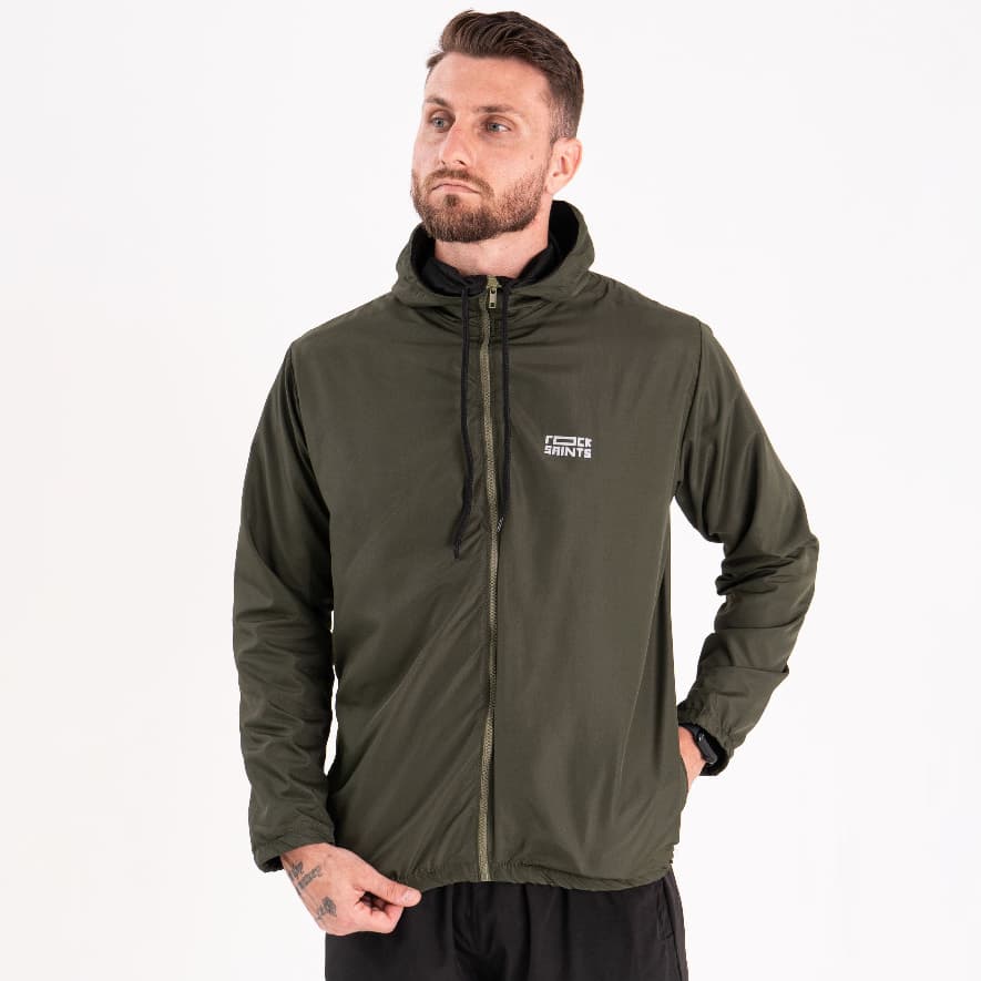 Jaqueta Corta Vento Forrada Com Capuz e Gola Alta Rock Saints