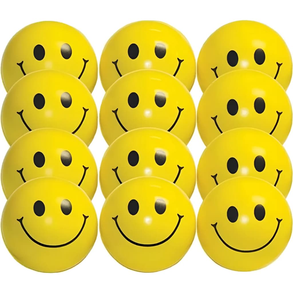 Kit Com 12 Bola Macia Fisioterapia Anti Stress Massagem Bola/Smile/Mapa Mundial Globo/Futebol