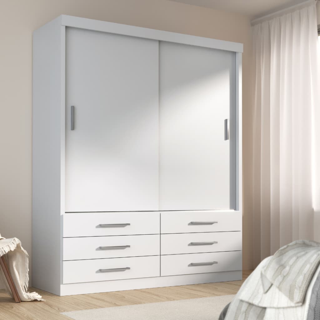 Guarda Roupa Solteiro Capri 2 Portas Correr 6 Gavetas