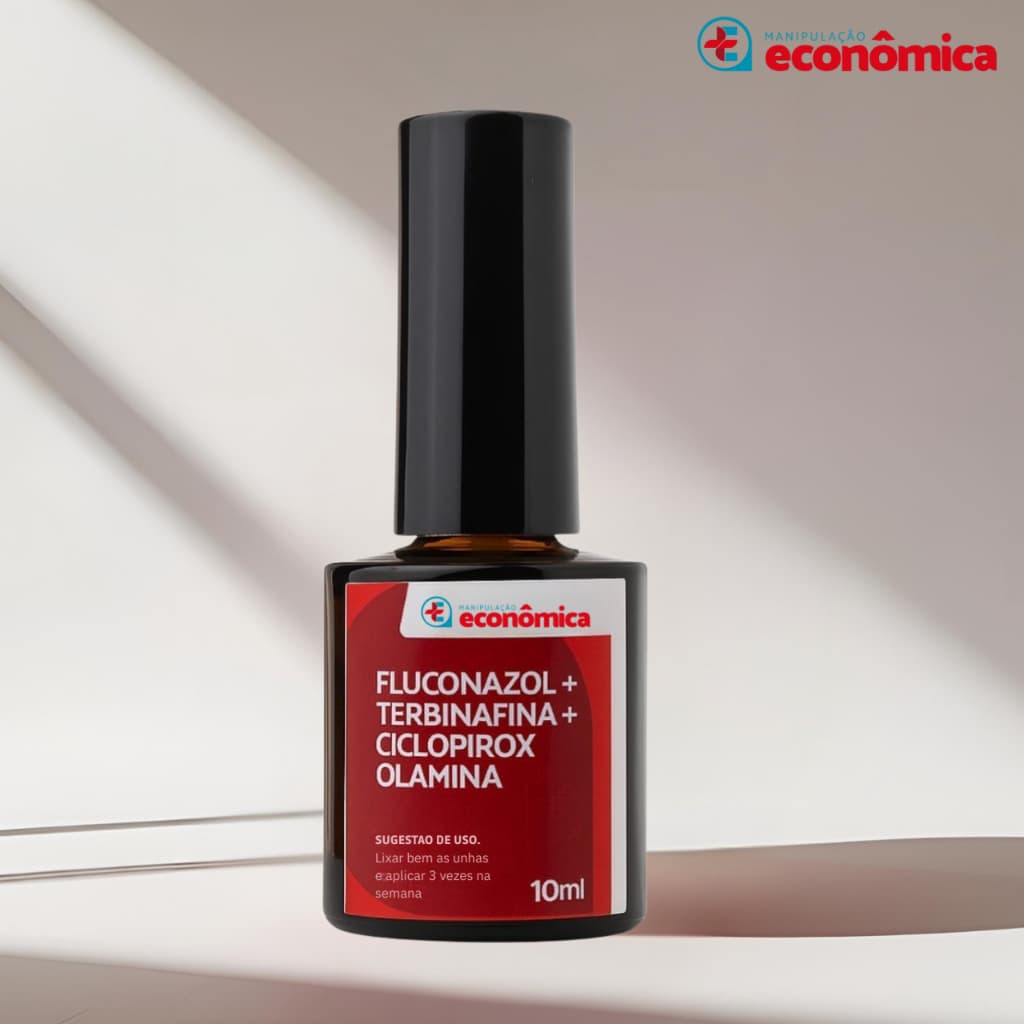 Esmalte Antifúngico Ciclopirox + Terbinafina + Fluconazol - Tratamento Para Unhas 10ml