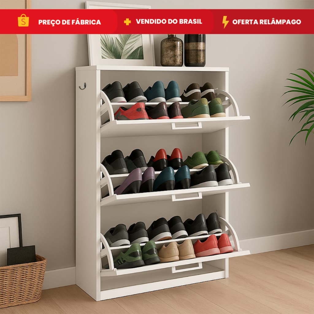 Sapateira Organizadora 3 Prateleiras para Sapatos Calçados até 20 Pares DIA DOS PAIS