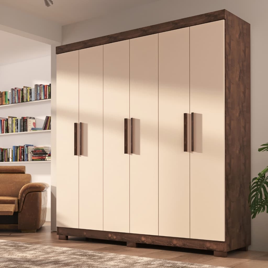 Guarda Roupa de Casal Lisboa 6 Portas 2 Gavetas Com Pés