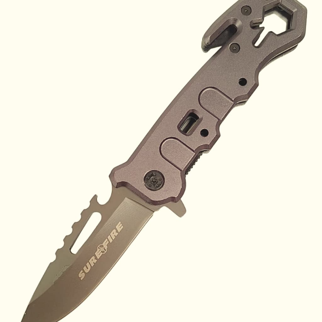 Canivete Tático Dobrável de Caça e Pesca D38S Lâmina de Aço com Cabo ergonômico e Clip de Bolso