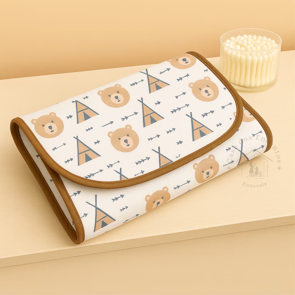 Trocador Carteira Portátil para Bebê – 100% Algodão, Dobrável e Confortável