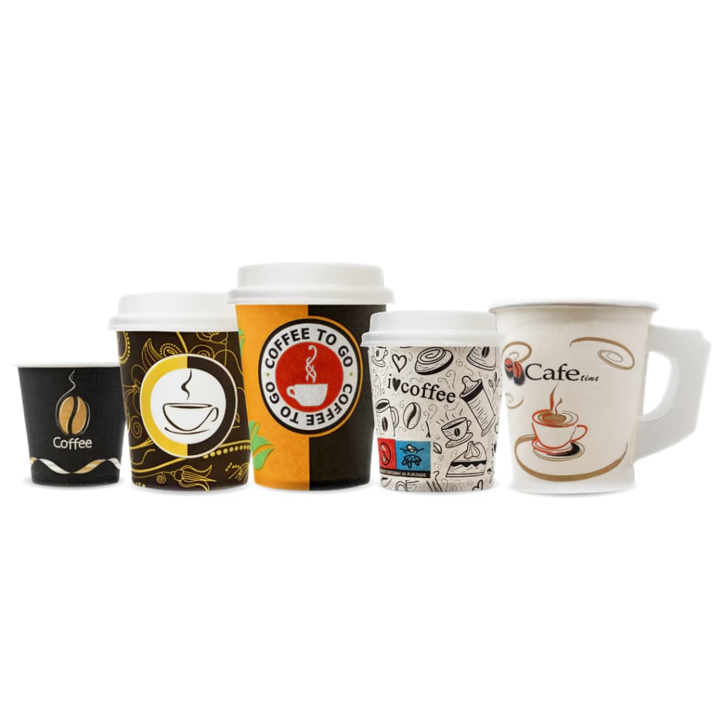 100un copos de papel Biodegradável impresso CHÁ CAFÉ c/ tampa opcional PROVITA