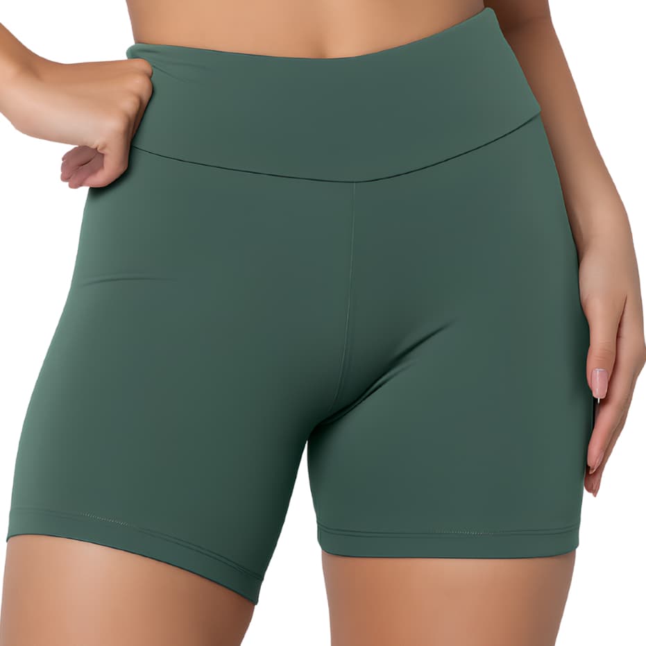 Bermuda Fitness Cintura Alta Sem Transparência Academia Lisa Feminino Diversas Cores